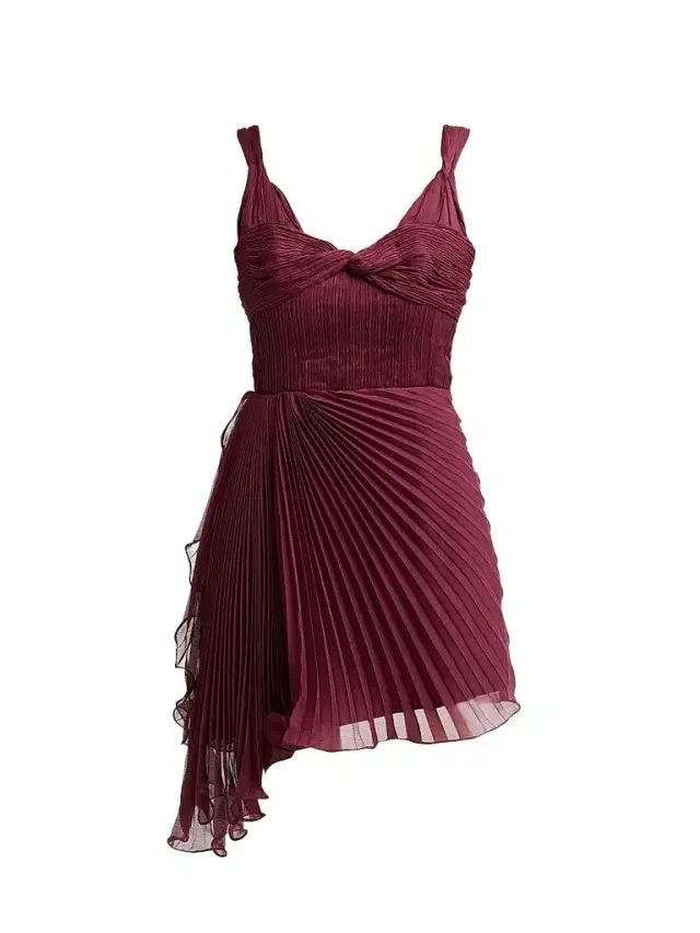 Amur Women's Nova Pleated Twist-Front Mini Dress