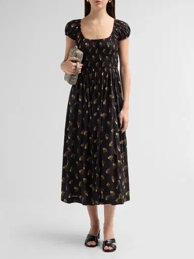 DÔEN Women's Quinley Cotton-Blend Floral Smocked Midi Dress | Thumbnail 2 DÔEN Women's Quinley Cotton-Blend Floral Smocked Midi Dress | Thumbnail 2
