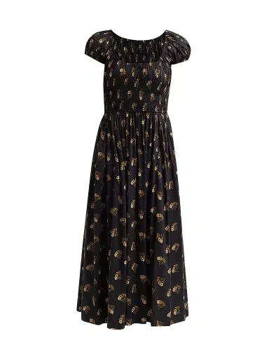DÔEN Women's Quinley Cotton-Blend Floral Smocked Midi Dress | Thumbnail 1 DÔEN Women's Quinley Cotton-Blend Floral Smocked Midi Dress | Thumbnail 1