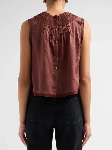 DÔEN Women's Liletta Lace-Trim Top | Thumbnail 3