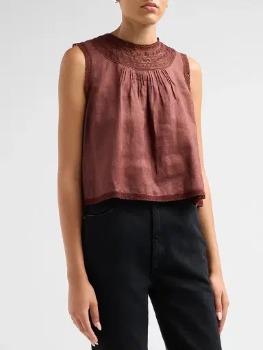 DÔEN Women's Liletta Lace-Trim Top | Thumbnail 4