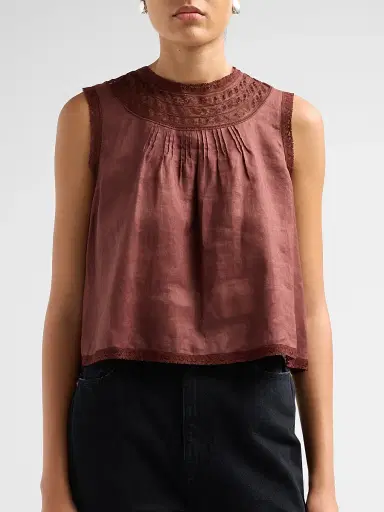 DÔEN Women's Liletta Lace-Trim Top | Thumbnail 5