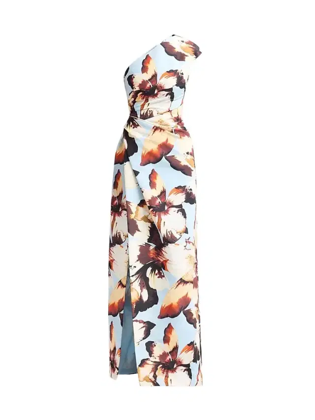 MONIQUE LHUILLIER Women's Floral Silk Faille One-Shoulder Gown