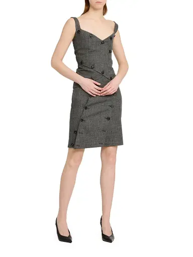 Ferragamo Women's Button-Detail Mouliné Wool Sleeveless Top | Thumbnail 2 Ferragamo Women's Button-Detail Mouliné Wool Sleeveless Top | Thumbnail 2