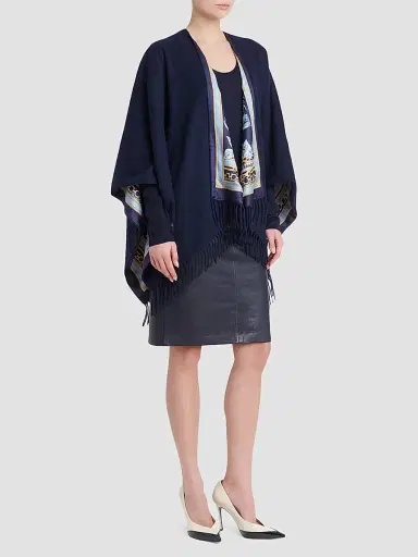 Ferragamo Women's Leopard Print Cashmere-Wool Reversible Cape | Thumbnail 2