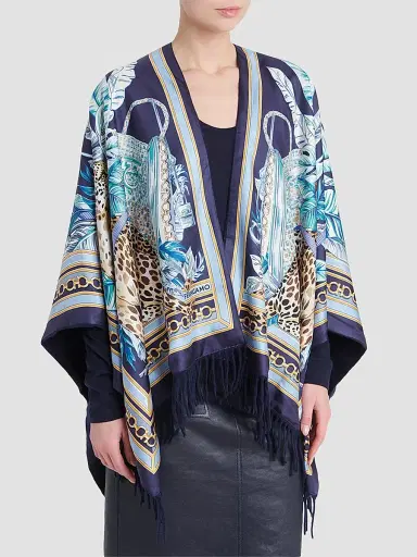 Ferragamo Women's Leopard Print Cashmere-Wool Reversible Cape | Thumbnail 4