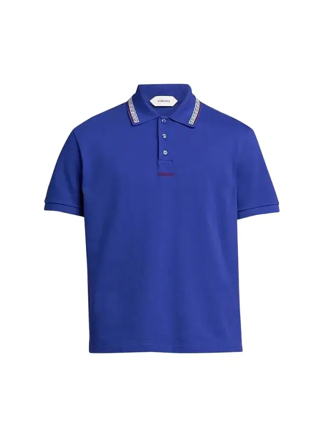 Versace Men's Greca Embroidered Cotton Polo Shirt