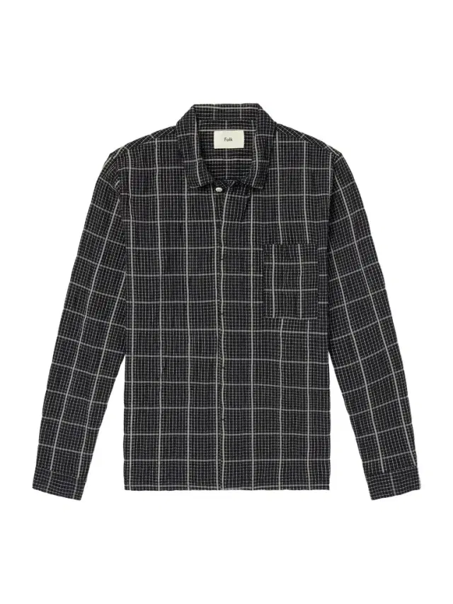 Folk Patch Checked Cotton-Blend Seersucker Shirt - Men