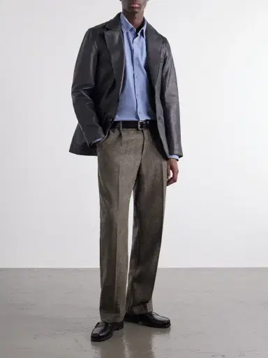 Portuguese Flannel Straight-Leg Pleated Wool Herringbone Trousers - Men | Thumbnail 2 Portuguese Flannel Straight-Leg Pleated Wool Herringbone Trousers - Men | Thumbnail 2