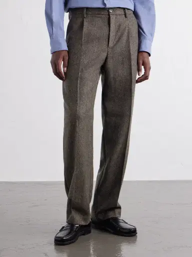 Portuguese Flannel Straight-Leg Pleated Wool Herringbone Trousers - Men | Thumbnail 3 Portuguese Flannel Straight-Leg Pleated Wool Herringbone Trousers - Men | Thumbnail 3