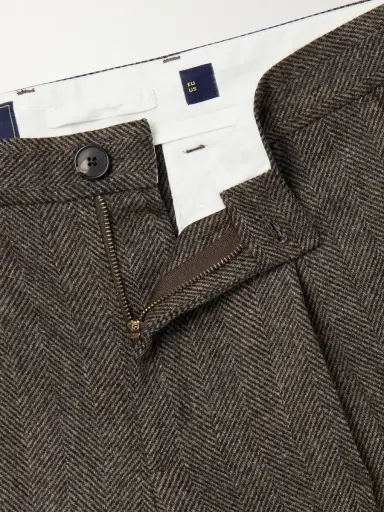 Portuguese Flannel Straight-Leg Pleated Wool Herringbone Trousers - Men | Thumbnail 6 Portuguese Flannel Straight-Leg Pleated Wool Herringbone Trousers - Men | Thumbnail 6