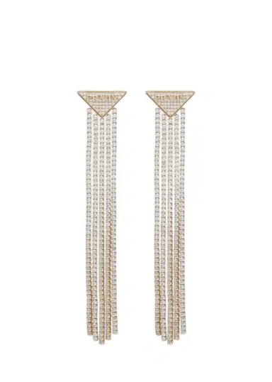 Prada Crystal Logo Symbole Chandelier Earrings | Thumbnail 1