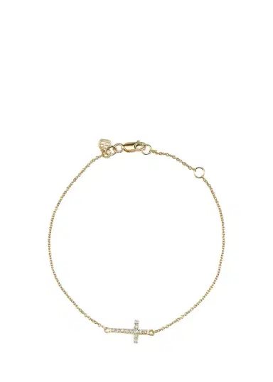 Sydney Evan 14K Yellow Gold & 0.06 TCW Diamond Chain Cross Bracelet | Thumbnail 1