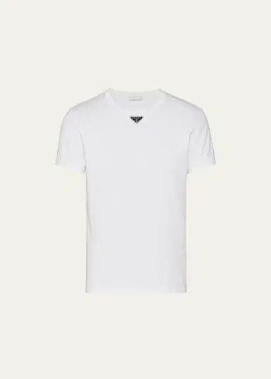Prada Men's T-Shirt with Enameled Triangle Logo | Thumbnail 2