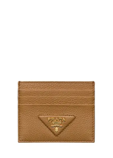 Prada Triangle Logo Leather Card Holder | Thumbnail 1 Prada Triangle Logo Leather Card Holder | Thumbnail 1