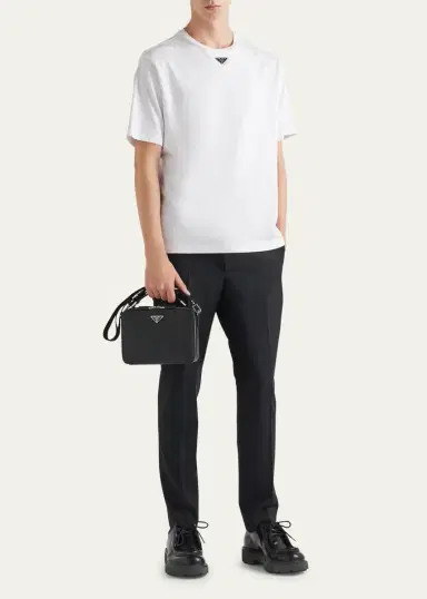 Prada Men's Jersey Triangle Logo T-Shirt | Thumbnail 2