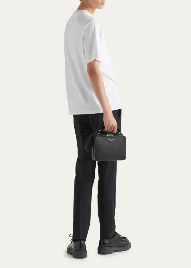 Prada Men's Jersey Triangle Logo T-Shirt | Thumbnail 3