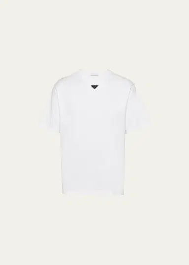 Prada Men's Jersey Triangle Logo T-Shirt | Thumbnail 1