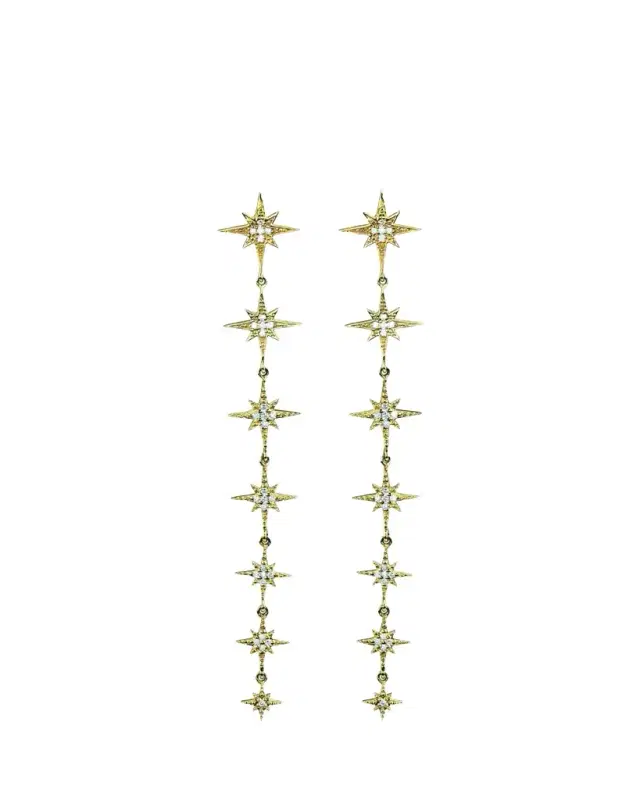 Sydney Evan 14K Yellow Gold & 0.25 TCW Diamond Starburst Drop Earrings