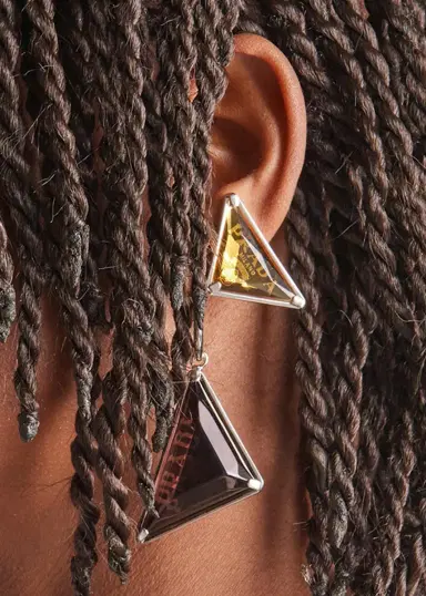 Prada Triangle Embellished Clip Earrings | Thumbnail 2 Prada Triangle Embellished Clip Earrings | Thumbnail 2