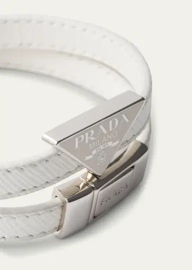 Prada Men's Saffiano Leather Logo Bracelet | Thumbnail 2