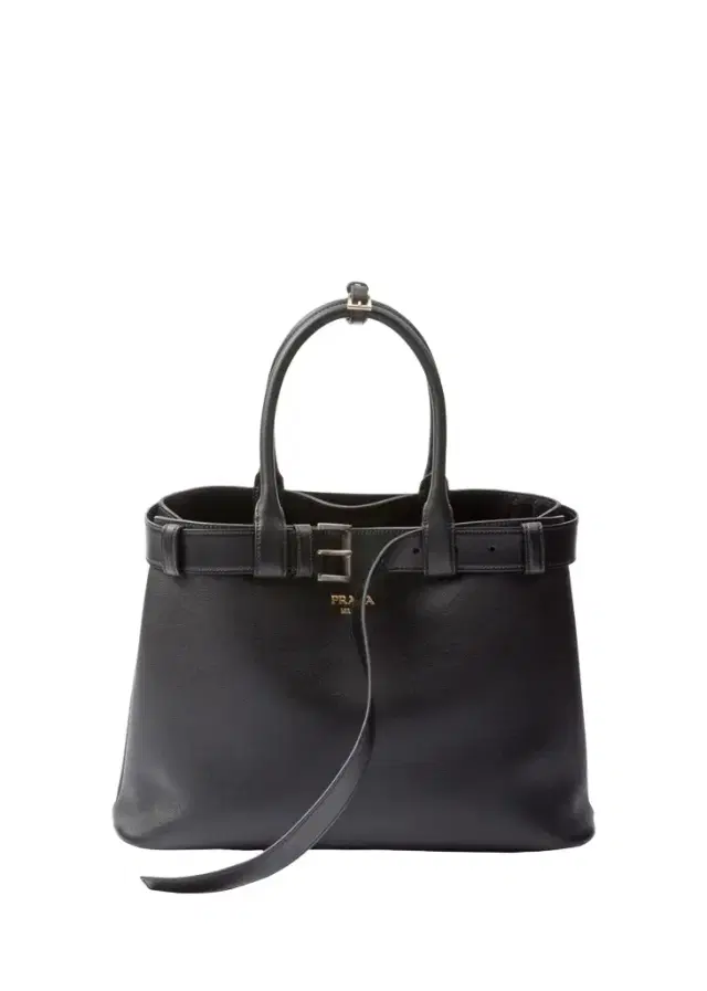 Prada Large Buckle Grain Leather Top-Handle Bag