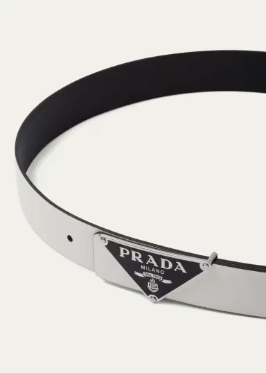 Prada Men's Reversible Saffiano Leather Belt Strap | Thumbnail 2