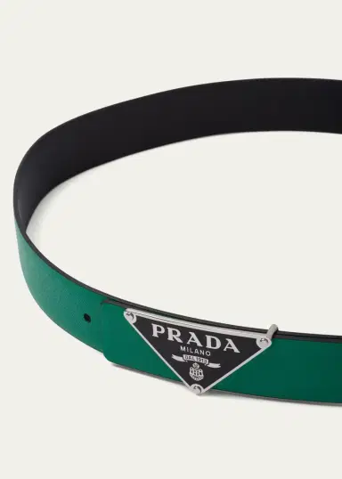 Prada Men's Reversible Saffiano Leather Belt Strap | Thumbnail 5