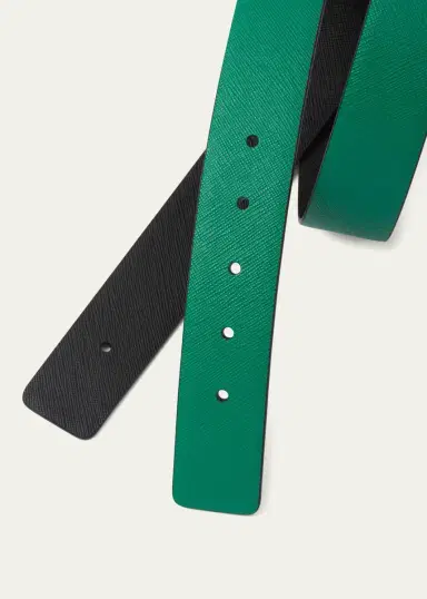 Prada Men's Reversible Saffiano Leather Belt Strap | Thumbnail 7
