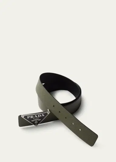 Prada Men's Reversible Saffiano Leather Belt Strap | Thumbnail 8