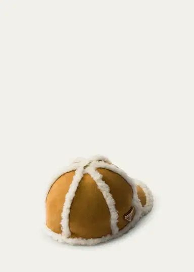 Prada Suede & Lamb Shearling Baseball Cap | Thumbnail 2