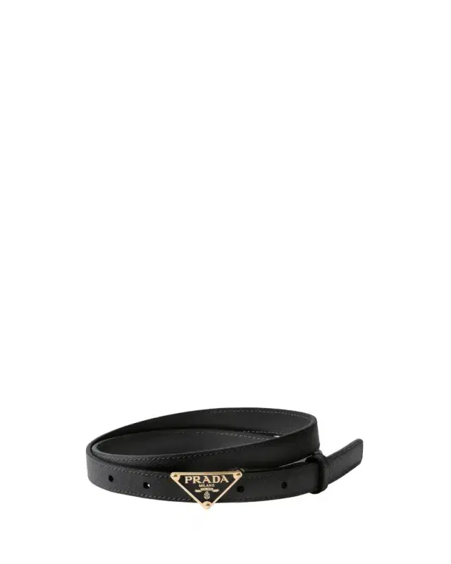 Prada Triangle Leather Buckle Belt