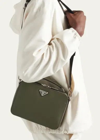 Prada Men's Saffiano Leather Brique Crossbody Bag w/ Nylon Strap | Thumbnail 5 Prada Men's Saffiano Leather Brique Crossbody Bag w/ Nylon Strap | Thumbnail 5