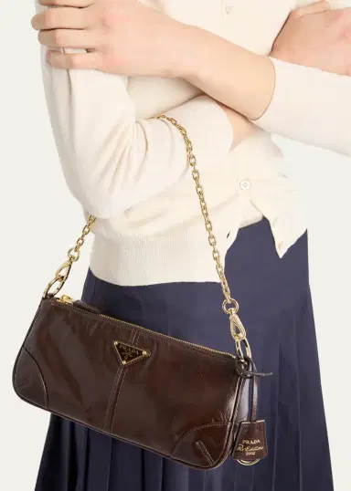 Prada Distressed Leather Shoulder Bag | Thumbnail 4 Prada Distressed Leather Shoulder Bag | Thumbnail 4