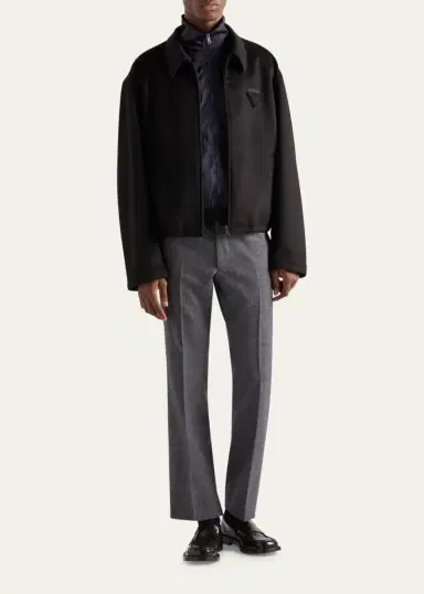 Prada Men's Mix Media Full-Zip Jacket | Thumbnail 2