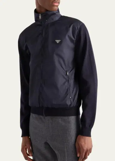 Prada Men's Mix Media Full-Zip Jacket | Thumbnail 4
