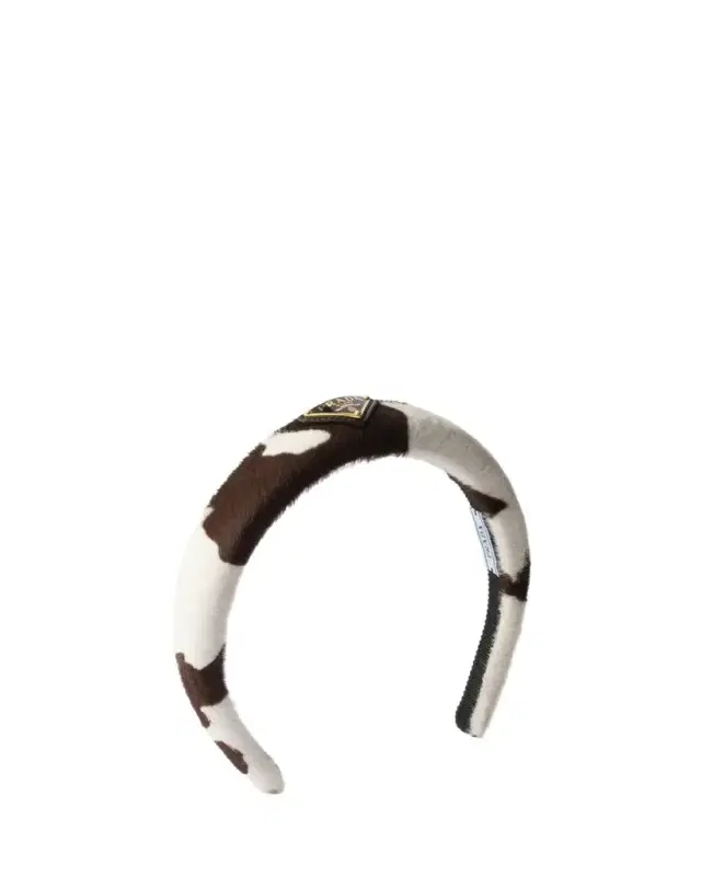 Prada Cow-Print Calf Hair Headband