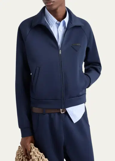 Prada Men's Techno Jersey Full-Zip Jacket | Thumbnail 4