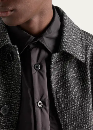 Prada Men's Re-Nylon Padded Button-Down Shirt | Thumbnail 4