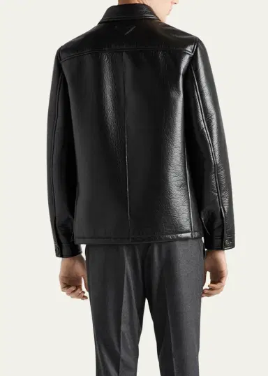 Prada Men's Grained Napa Leather Jacket | Thumbnail 3
