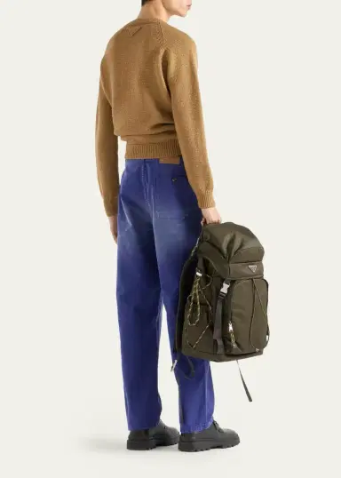 Prada Men's Boxy-Fit Wool Knit Crewneck Sweater | Thumbnail 3
