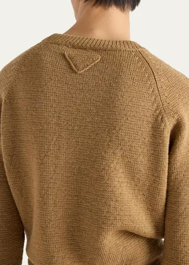 Prada Men's Boxy-Fit Wool Knit Crewneck Sweater | Thumbnail 5