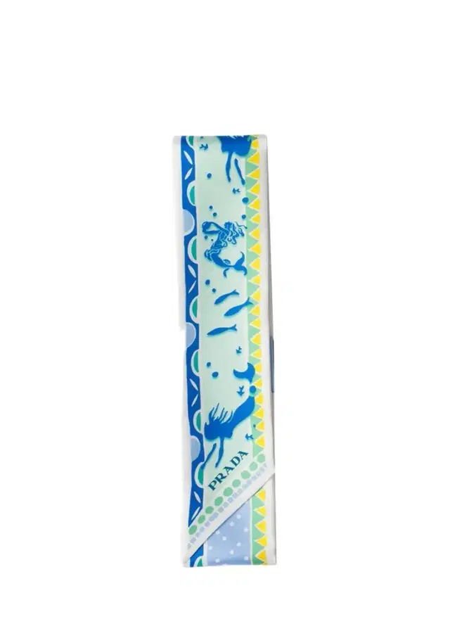 Prada Double Match Mermaid-Print Silk Twill Skinny Scarf