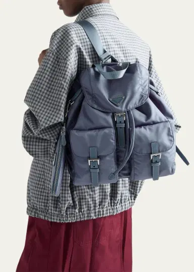 Prada Vela Leather-Trim Re-Nylon Backpack | Thumbnail 5 Prada Vela Leather-Trim Re-Nylon Backpack | Thumbnail 5
