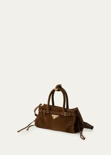 Prada Bonnie Belted Suede Top-Handle Bag | Thumbnail 3