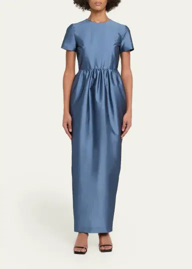 BERNADETTE Lexi Floral Satin Empire-Waist Column Maxi Dress | Thumbnail 2