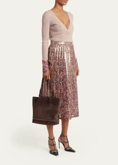 Valentino Garavani Medium Rockstud Suede Tote Bag | Thumbnail 5 Valentino Garavani Medium Rockstud Suede Tote Bag | Thumbnail 5