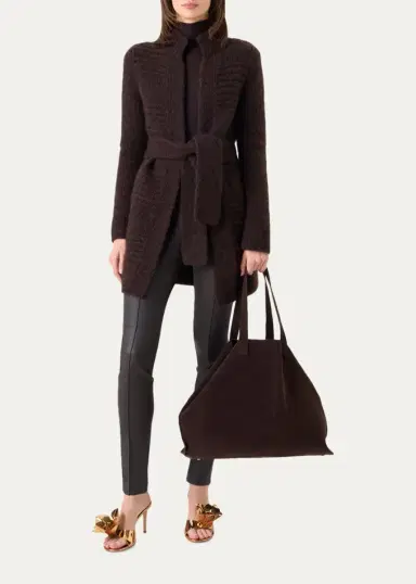 Akris Rib Mouline Cashmere-Silk Open Cardigan | Thumbnail 2