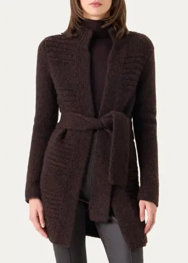 Akris Rib Mouline Cashmere-Silk Open Cardigan | Thumbnail 4