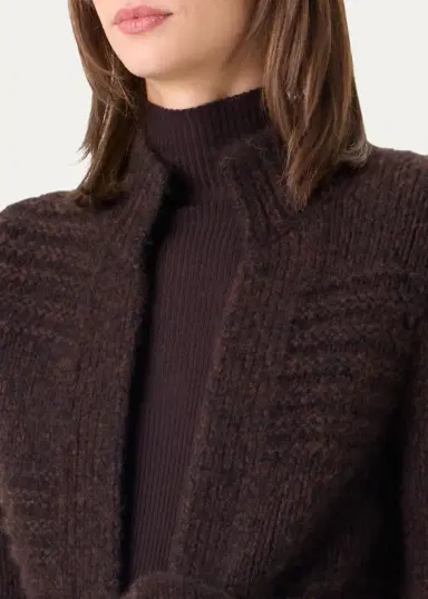 Akris Rib Mouline Cashmere-Silk Open Cardigan | Thumbnail 5